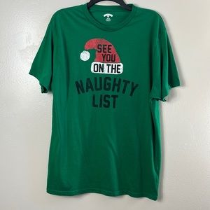 Holiday Time green tee men’s size L holiday see you on the naughty list